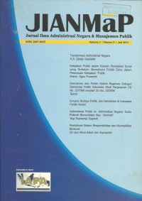 Jianmap : Jurnal Ilmu Administrasi Negara dan Manajemen Publik