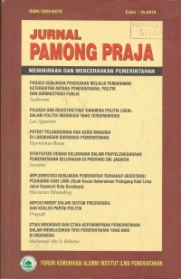 Jurnal Pamong Praja : Memikirkan dan Mencerahkan Pemerintahan