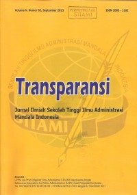 Transparansi : Jurnal Ilmiah Sekolah Tinggi Ilmu Administrasi Mandala Indonesia